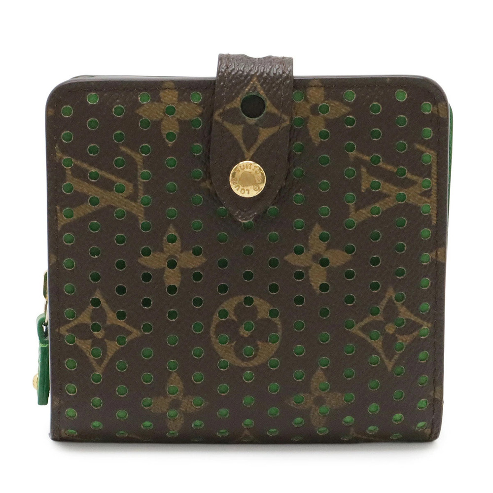 LOUIS VUITTON Monogram Perforated Compact Zip Bi fold Wallet Vert Green